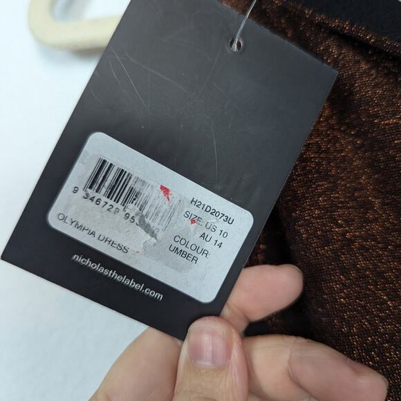 NWT Nicholas Umber Mockneck Cut Out Jersey Olympia Mini Dress - Picture 11 of 11